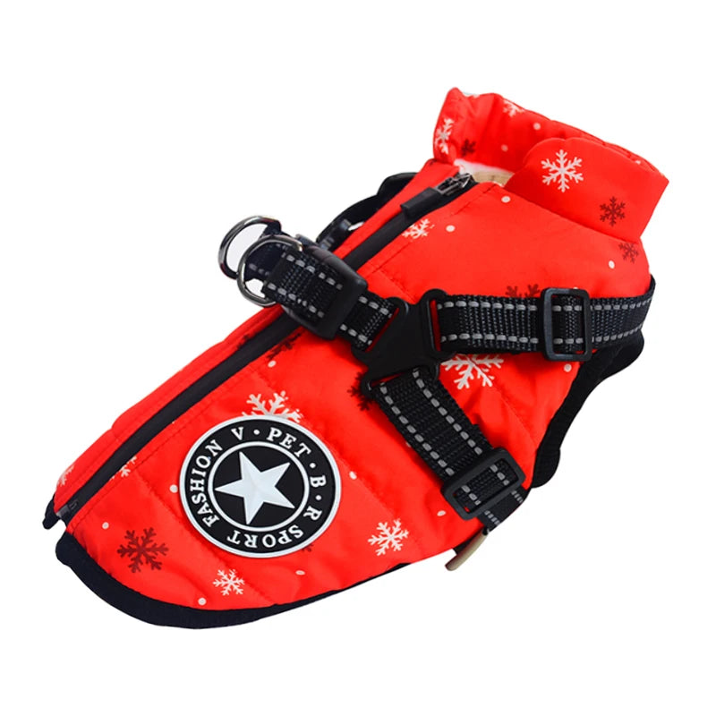 Winter Waterproof Dog Jacket with Harness