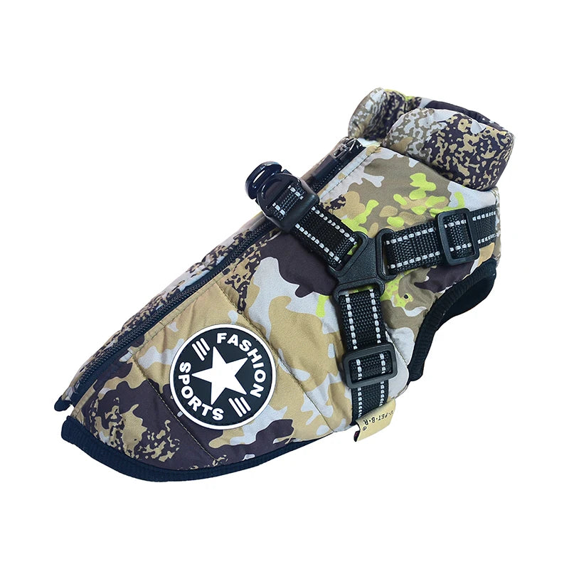 Winter Waterproof Dog Jacket with Harness