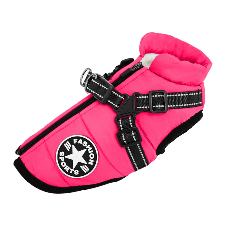 Winter Waterproof Dog Jacket with Harness