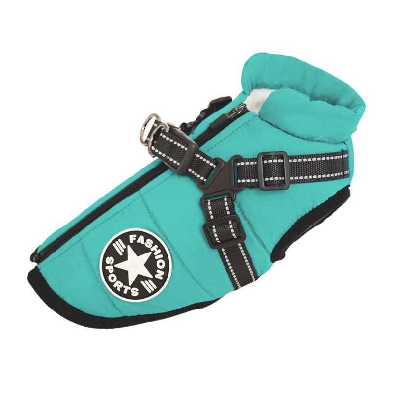 Winter Waterproof Dog Jacket with Harness