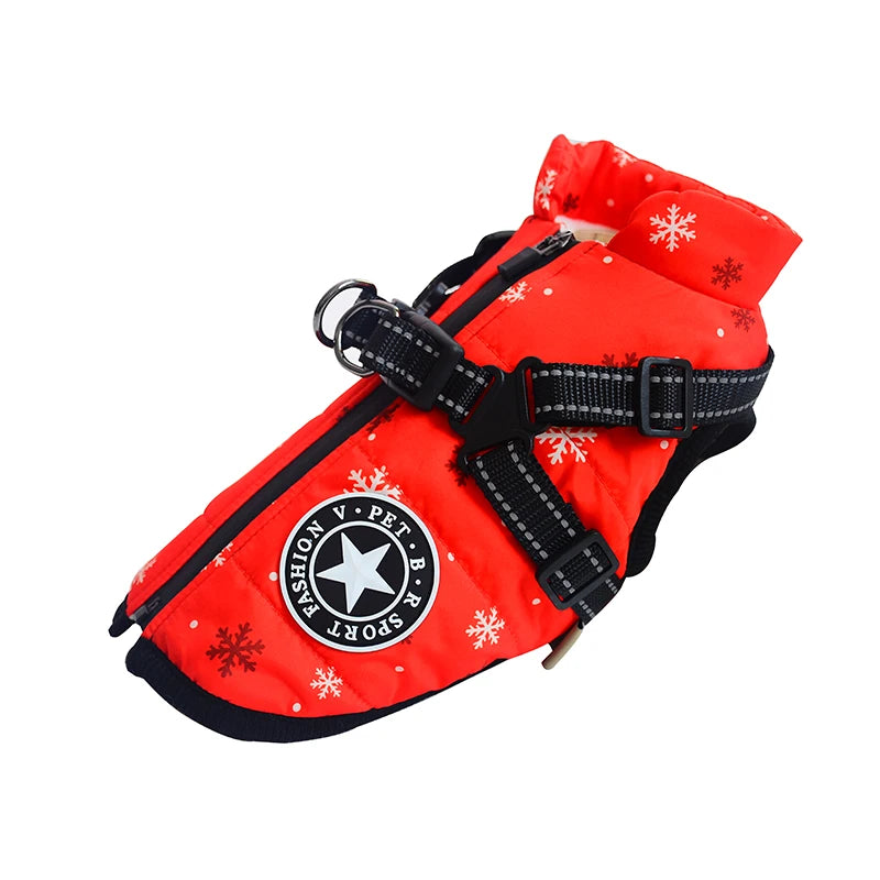 Winter Waterproof Dog Jacket with Harness